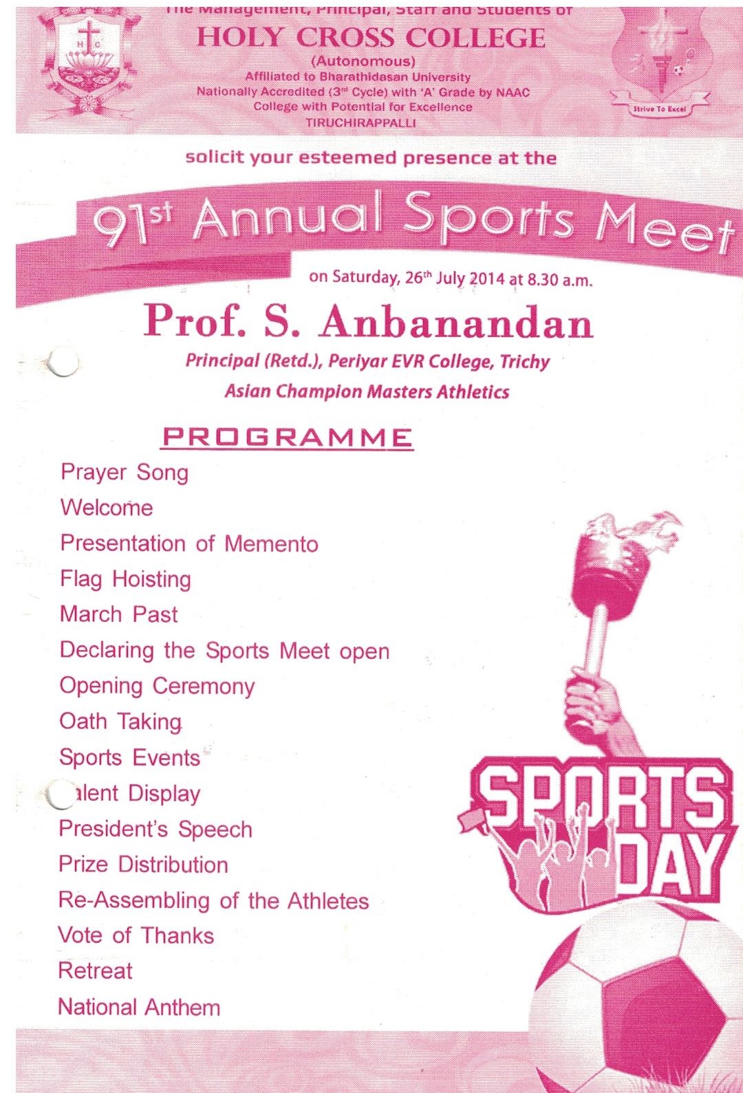 91st Sports Meet Agenda